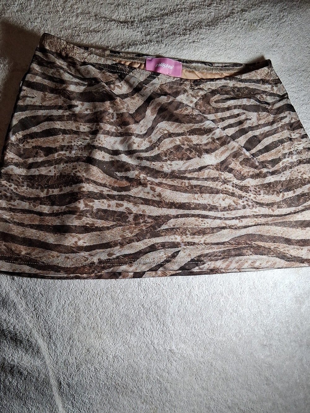 Edikted Zebra-Print Mini Skirt in Brown and Tan